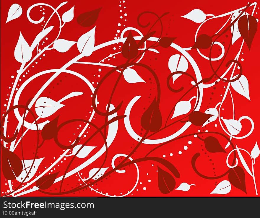 Floral Background in red -vector illustration. Floral Background in red -vector illustration