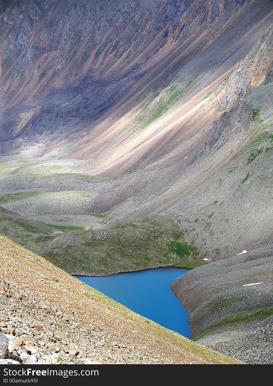 Blue lake, mountains, Russia, Siberia