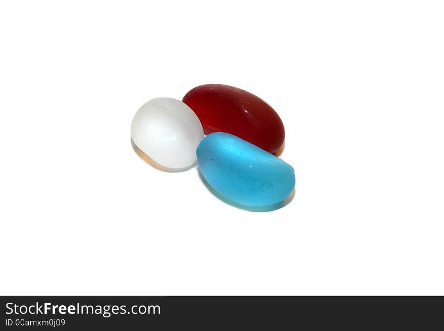 Blue, red and white decorative stone isolated over white