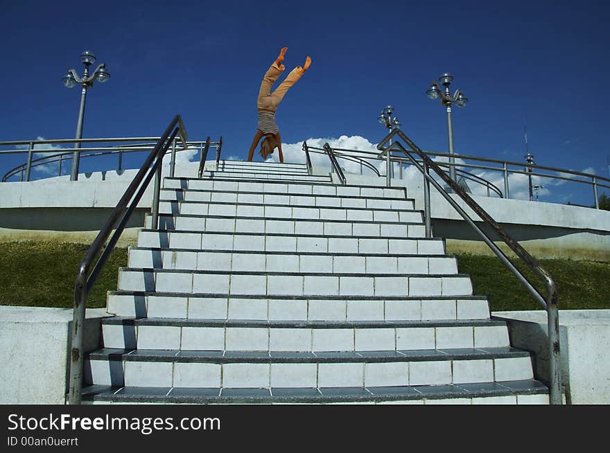 Cartwheel on the white steps