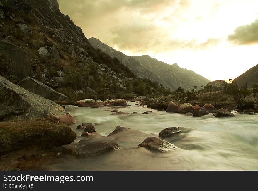 River movement in the mountain. River movement in the mountain