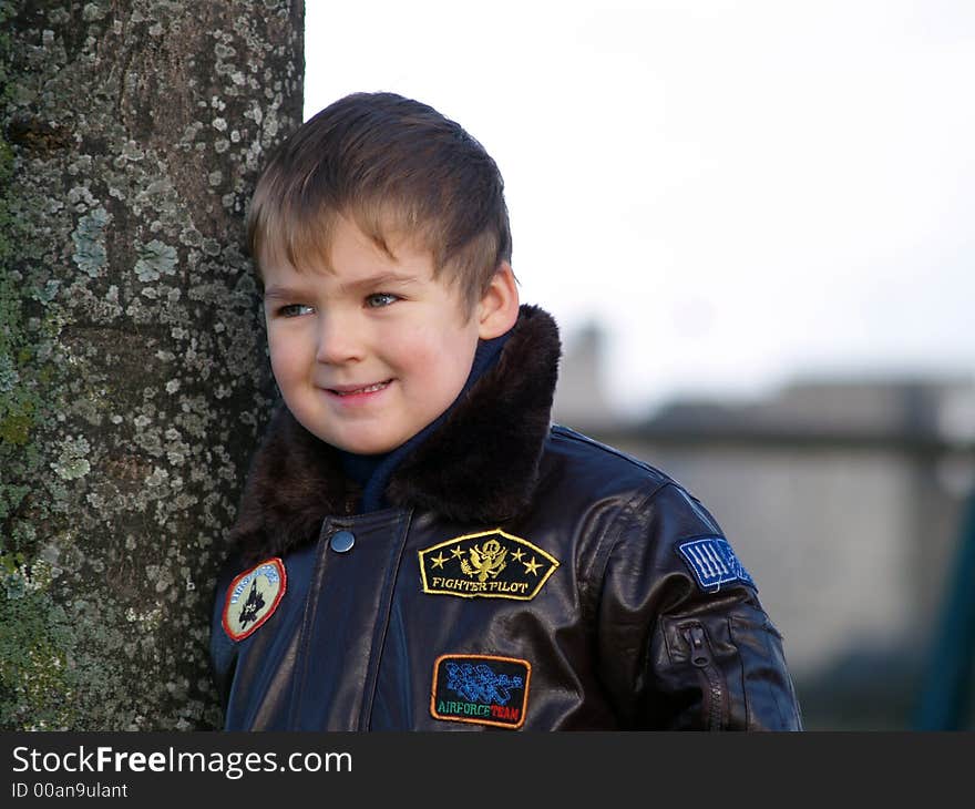 Boy standing and smile. boy portrait