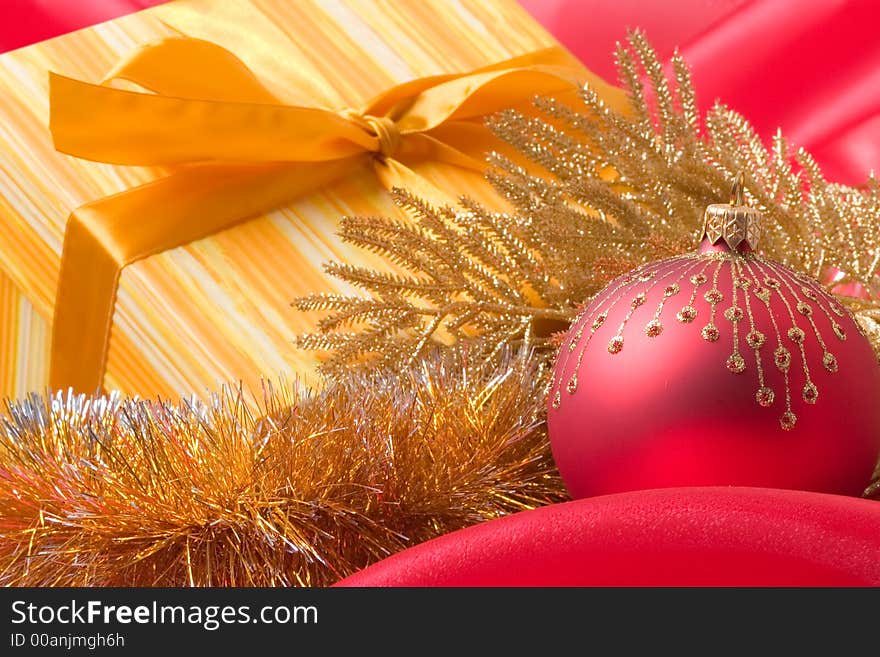 Close up of Red and gold christmas decoration