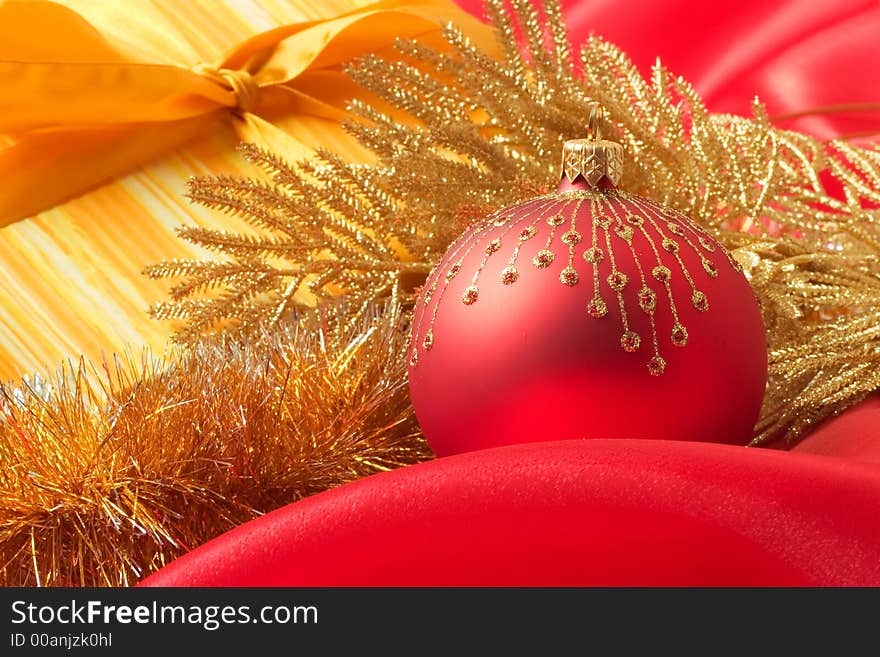 Close up of Red and gold christmas decoration