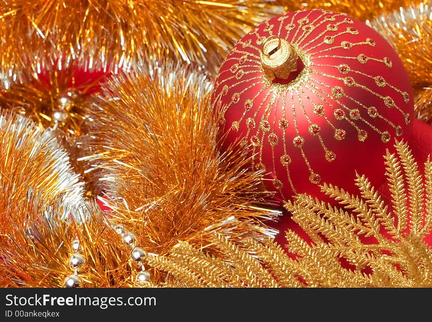 Close up of Red and gold christmas decoration