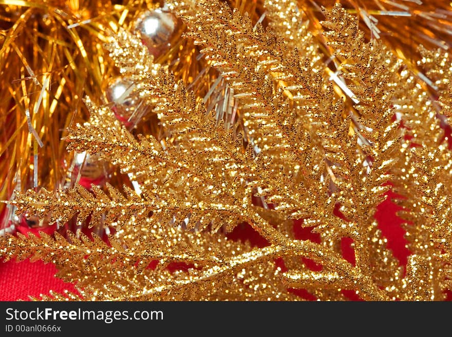 Close up of Red and gold christmas decoration