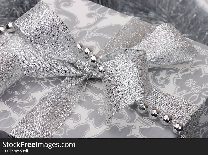 Close up of the Silver christmas decoration