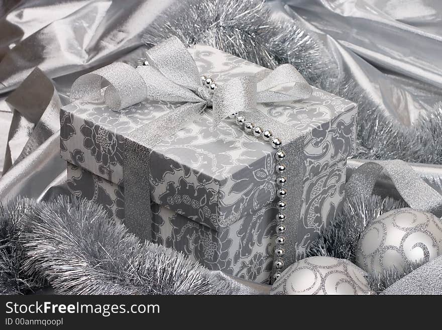 Close up of the Silver christmas decoration