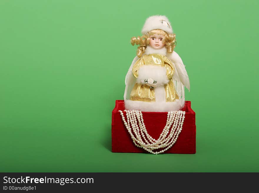 Christmas or Valentine's day gifts, doll and pearls. Christmas or Valentine's day gifts, doll and pearls