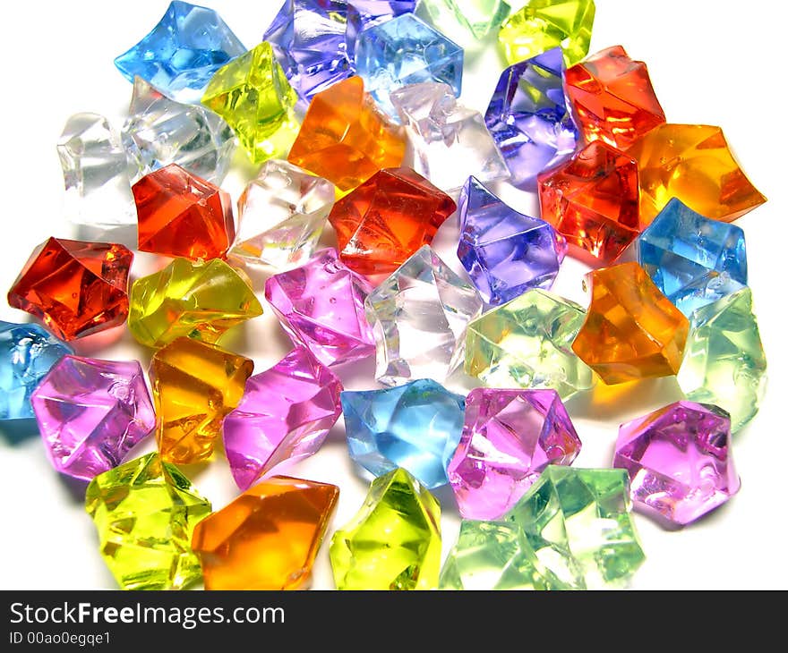 Multi-coloured ornaments on a white background