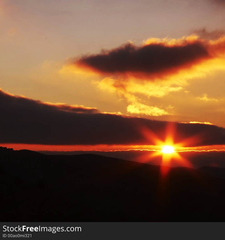 Sunrise in mountain for background. Sunrise in mountain for background