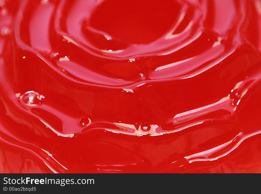 Red jell on the cake. Red jell on the cake