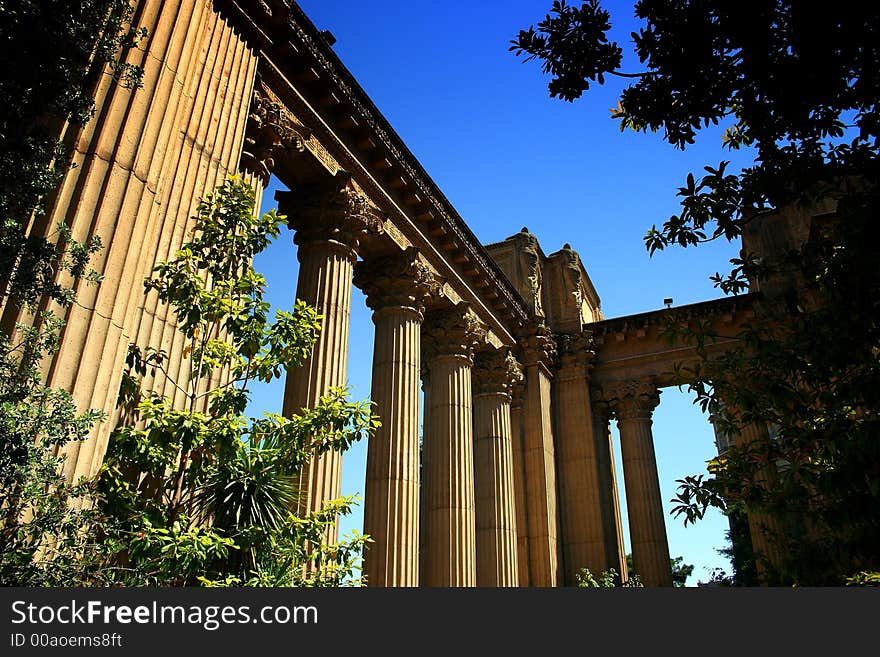 The Palace of Fine Arts in the Marina District of San Francisco, California. The Palace of Fine Arts in the Marina District of San Francisco, California