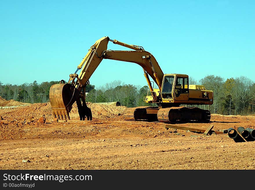 Photographed backhoe at construction site in Georgia.