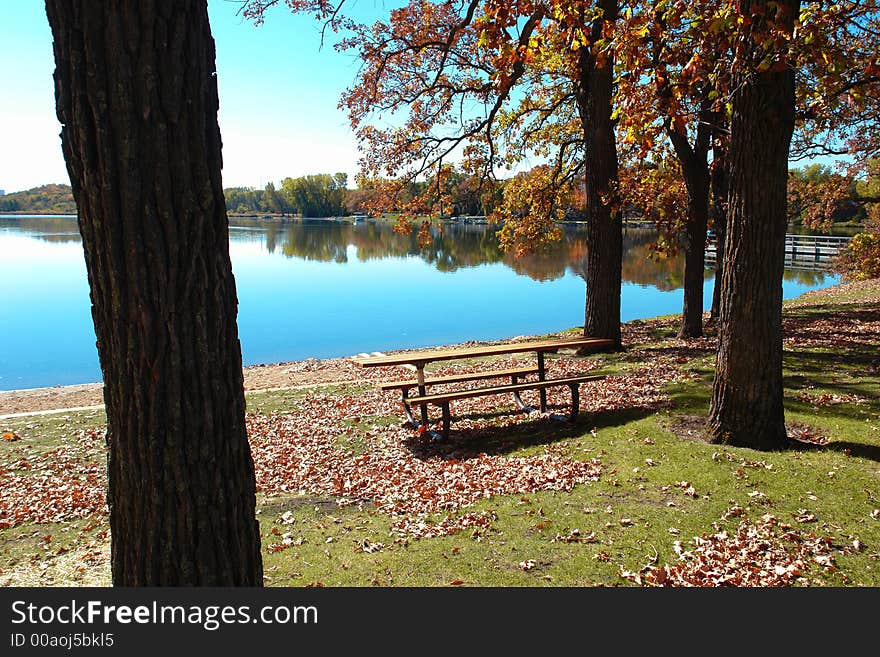 A warm summer day on Bryant Lake in Eden Prairie, Minnesota.