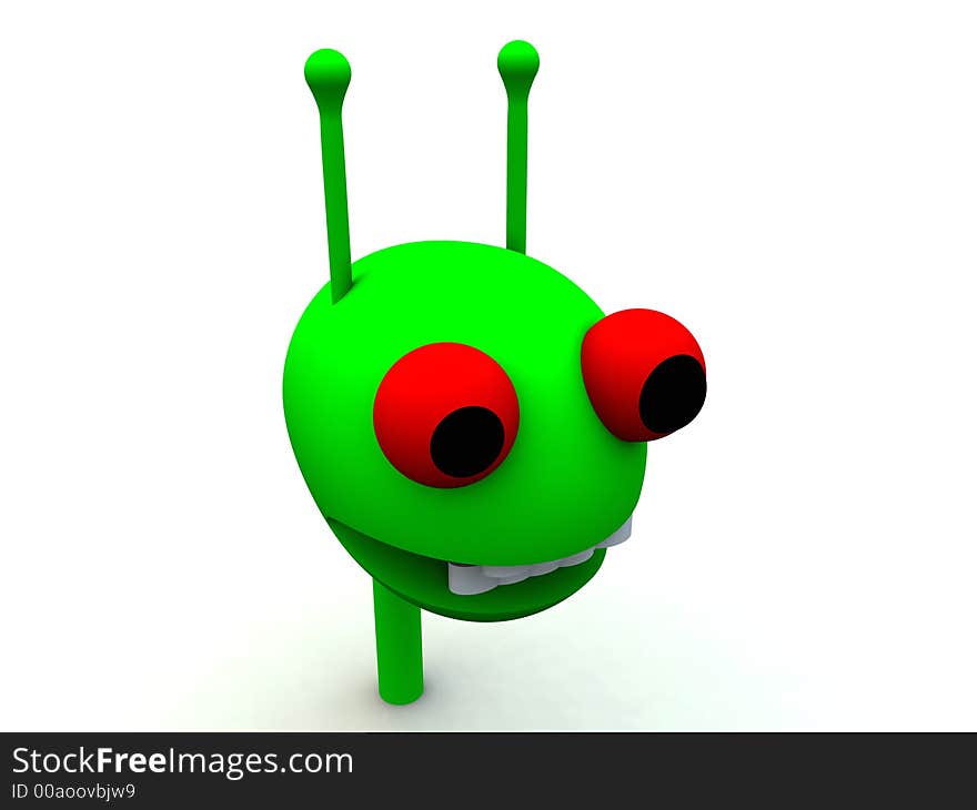 A computer created image of a alien a traditional little green man. A computer created image of a alien a traditional little green man.