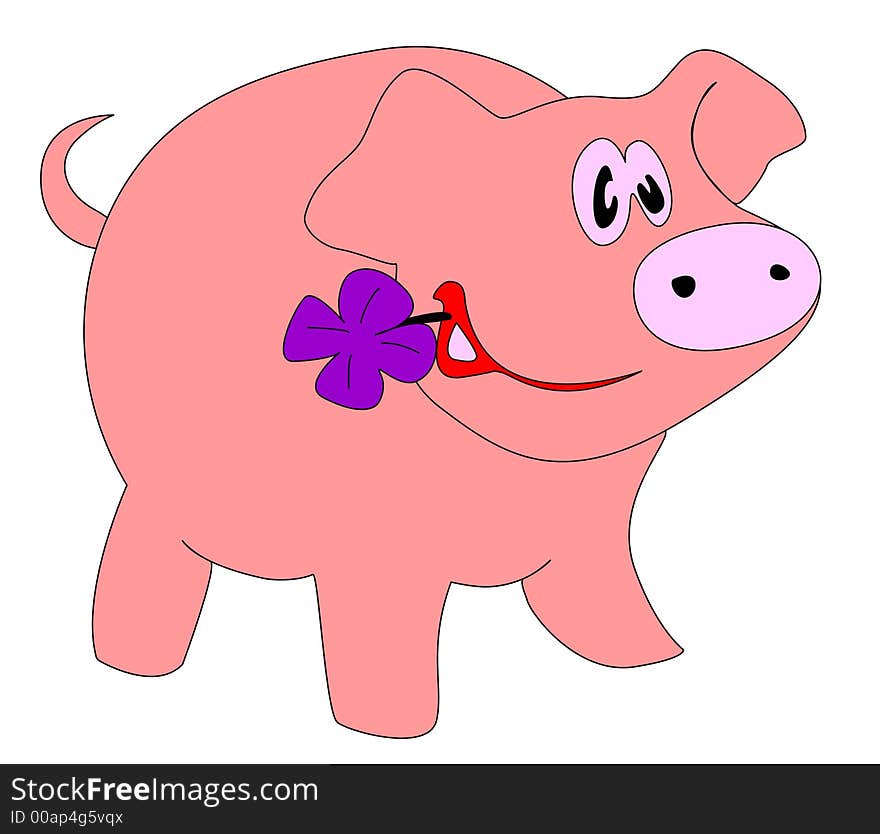 Pink piggy bank with flower