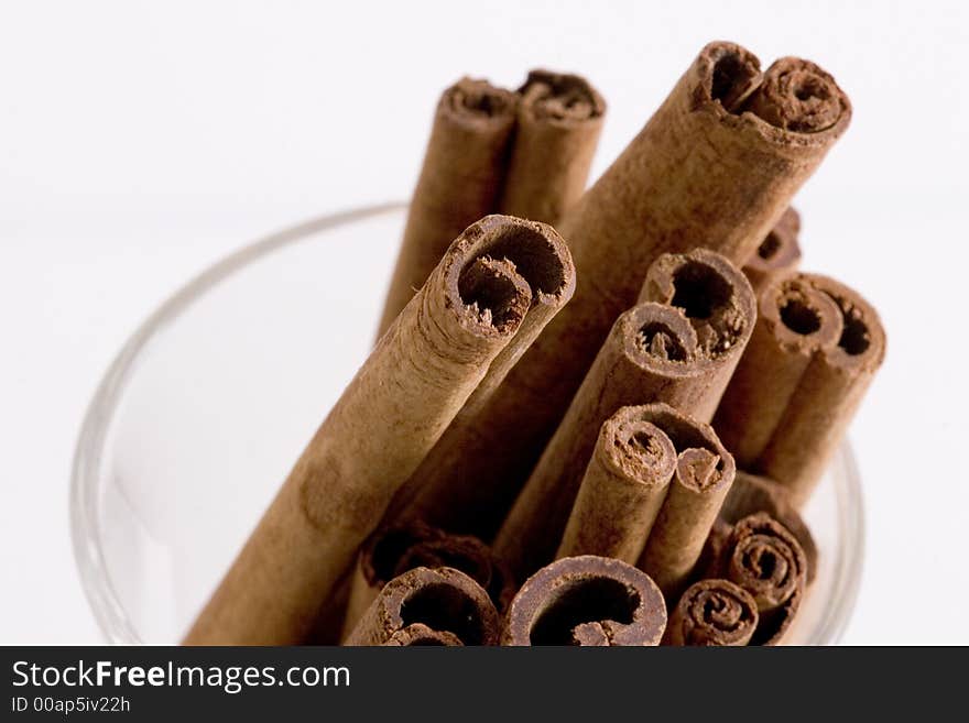 Cinnamon sticks on a white background. Cinnamon sticks on a white background