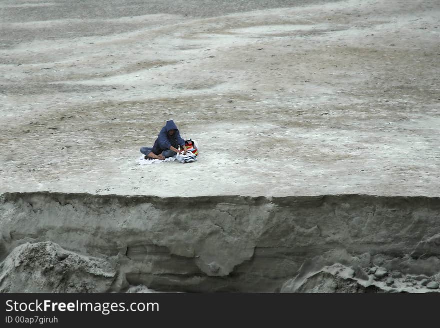 Alone on a Chilly Beach