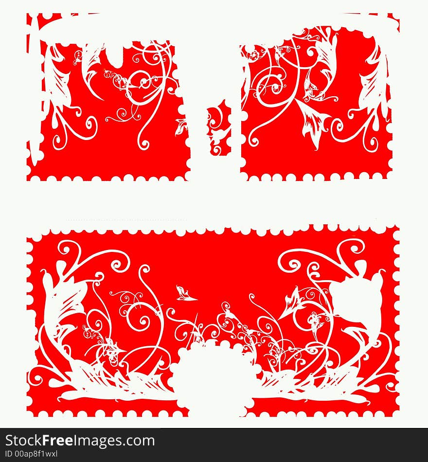 Floral background in red and white