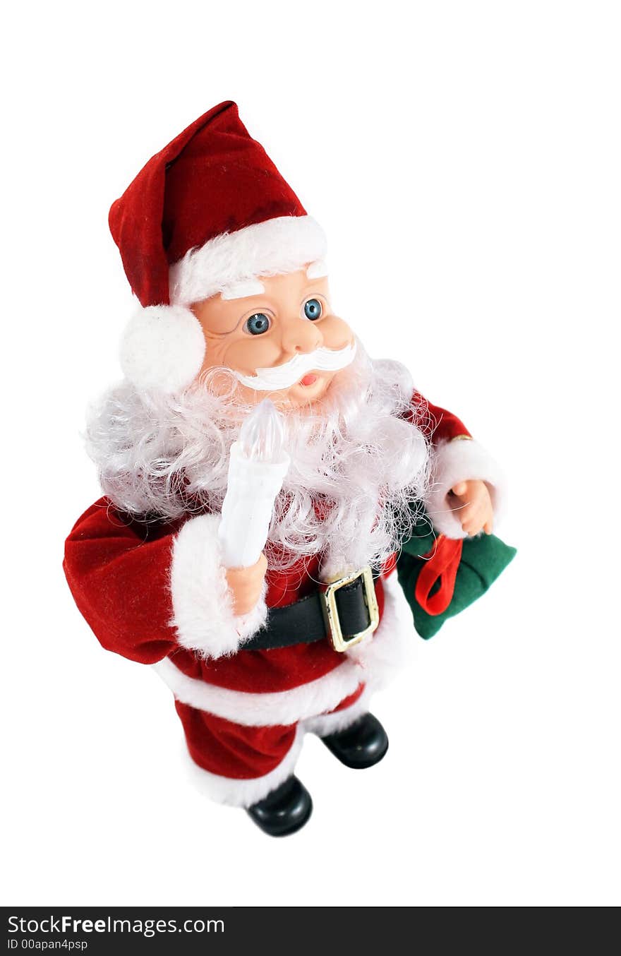 Santa Claus full growing isolate. Decorated toy