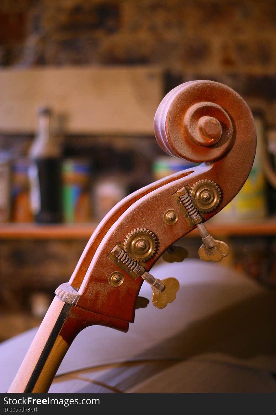 Part of a musical instrument in a dust. Part of a musical instrument in a dust