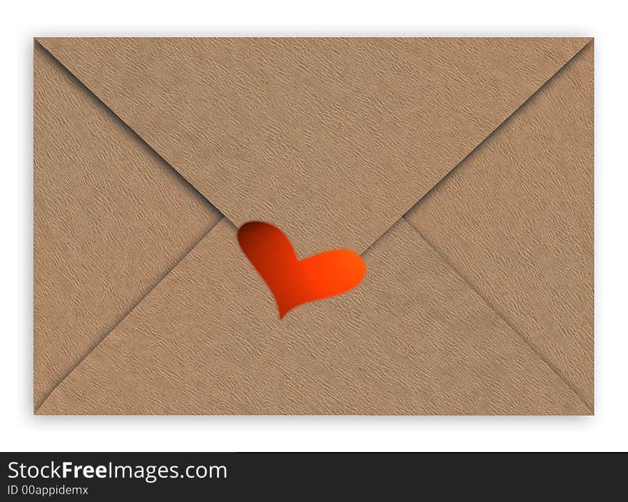 Illustrtion of postal envlope with red heart. Illustrtion of postal envlope with red heart