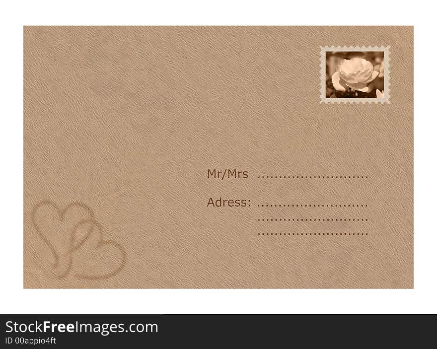 Illustrtion of postal envlope with hearts. Illustrtion of postal envlope with hearts