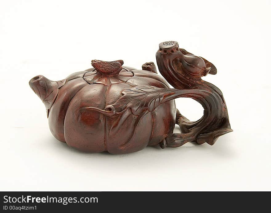 Wooden teapot from Chinese wood carving shop. Wooden teapot from Chinese wood carving shop