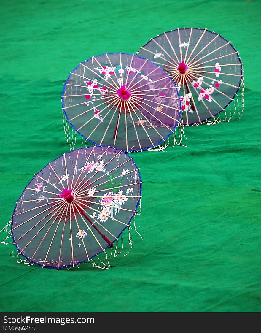 Ceremonial chinese umbrella used in dances. Ceremonial chinese umbrella used in dances