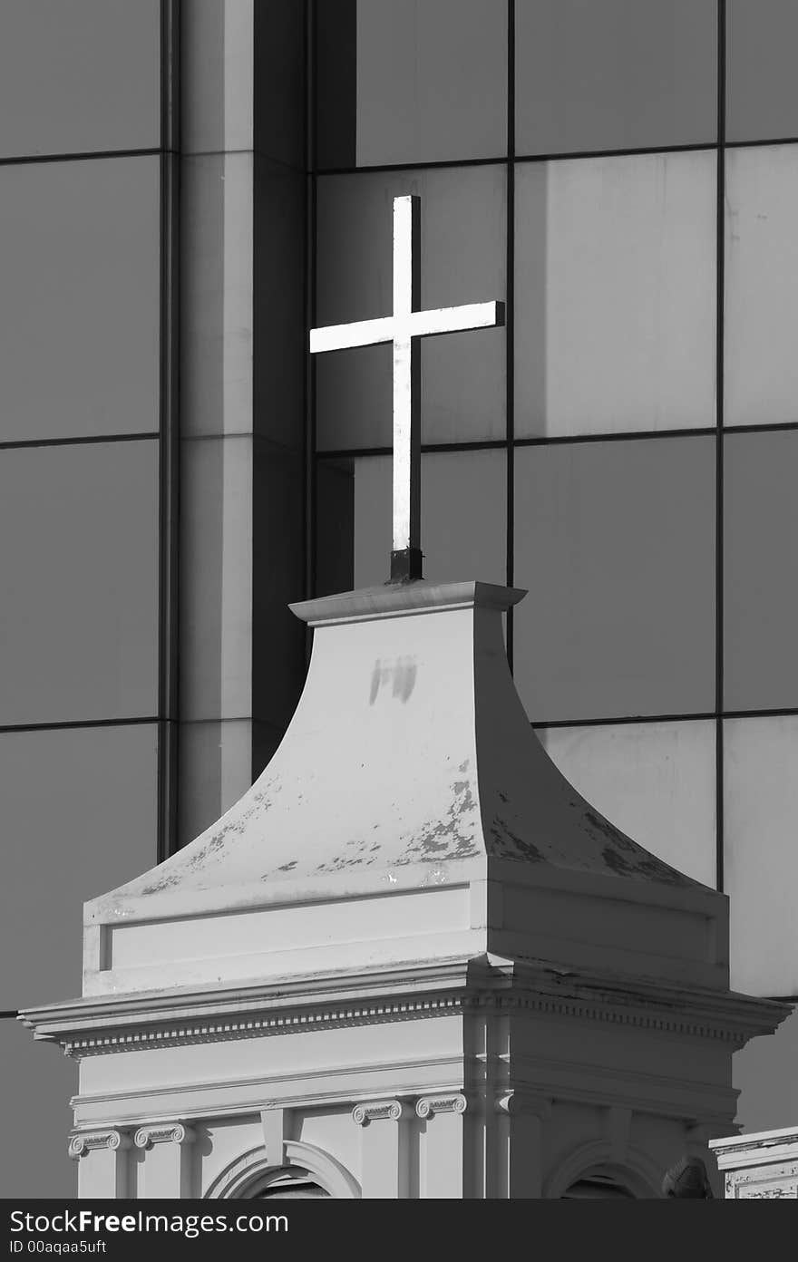 Cross Of Church Before Modern Office C001bw