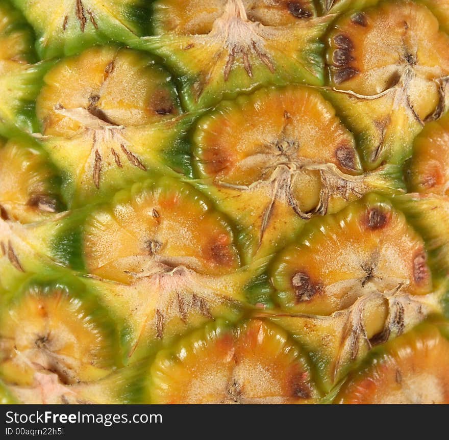 Pineapple texture with the green and yellow color