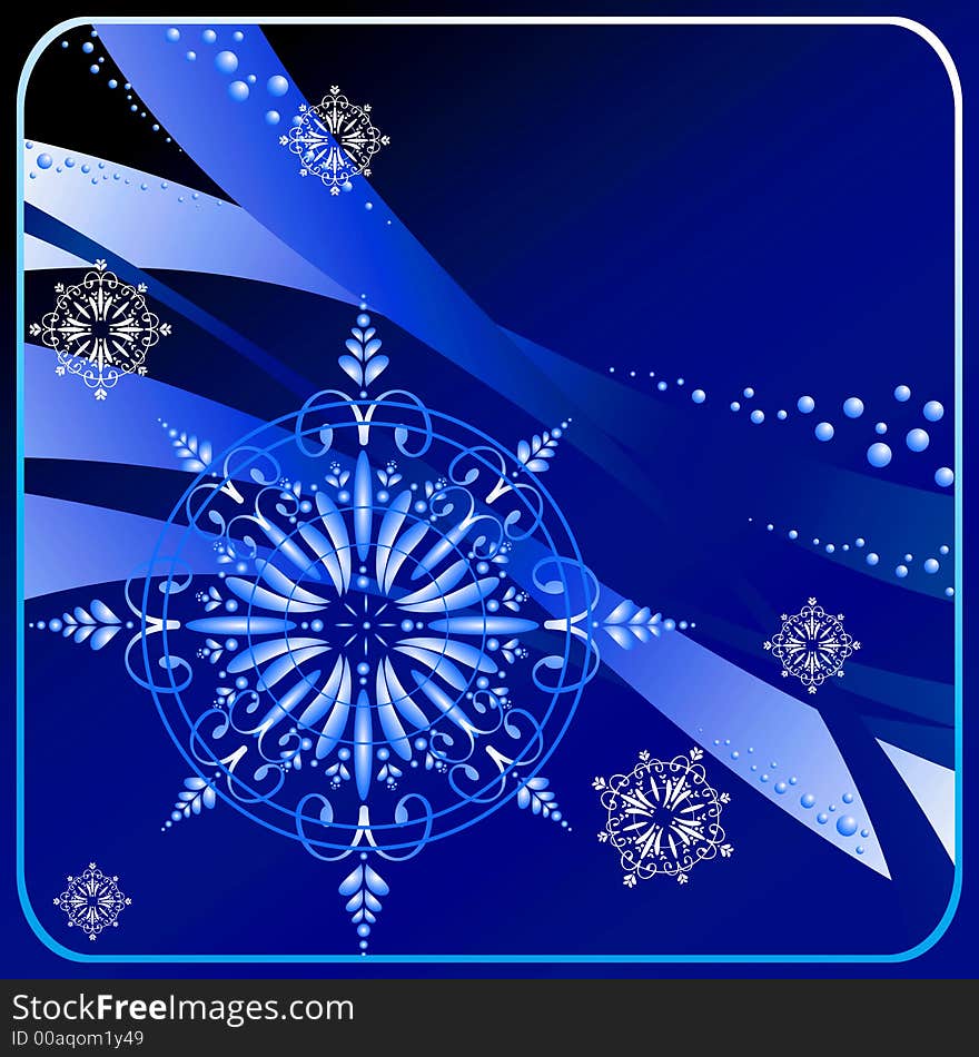 Snowflake On A Dark Blue Background