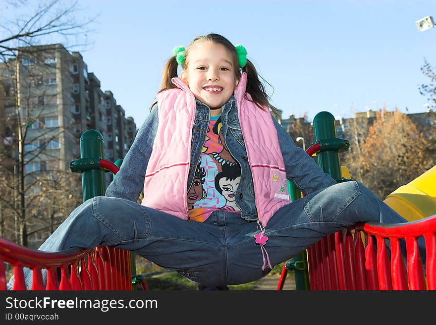 A little pretty child at the playground