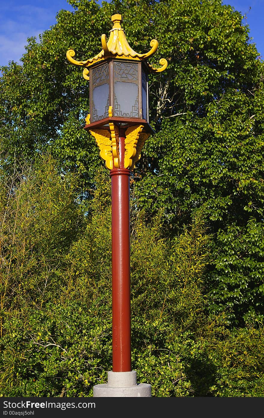 Traditional colorful Chinese lamp post. Traditional colorful Chinese lamp post