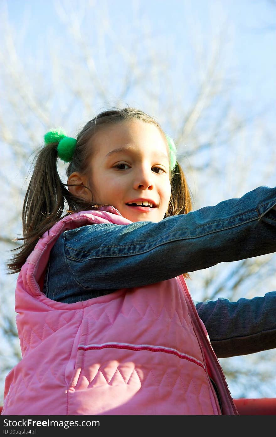 A little pretty child at the playground