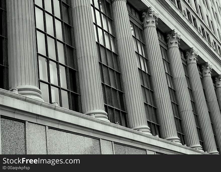 Pillars of building in gray color tone