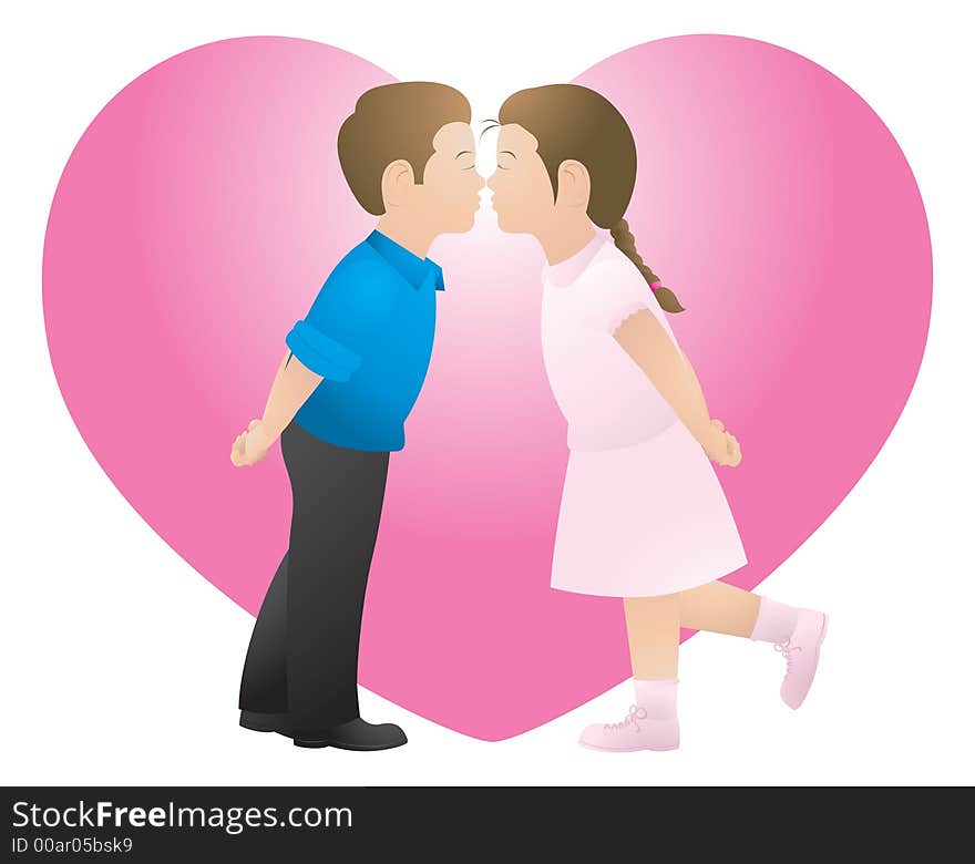 Younger in love couple kissing