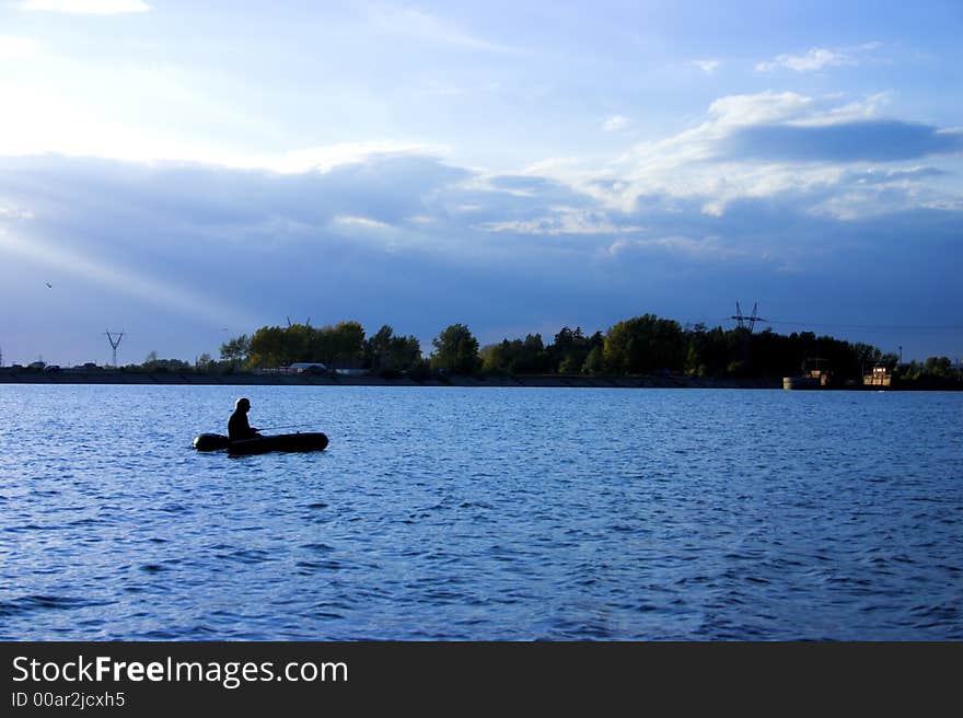 Evening fishing in a city boundaries