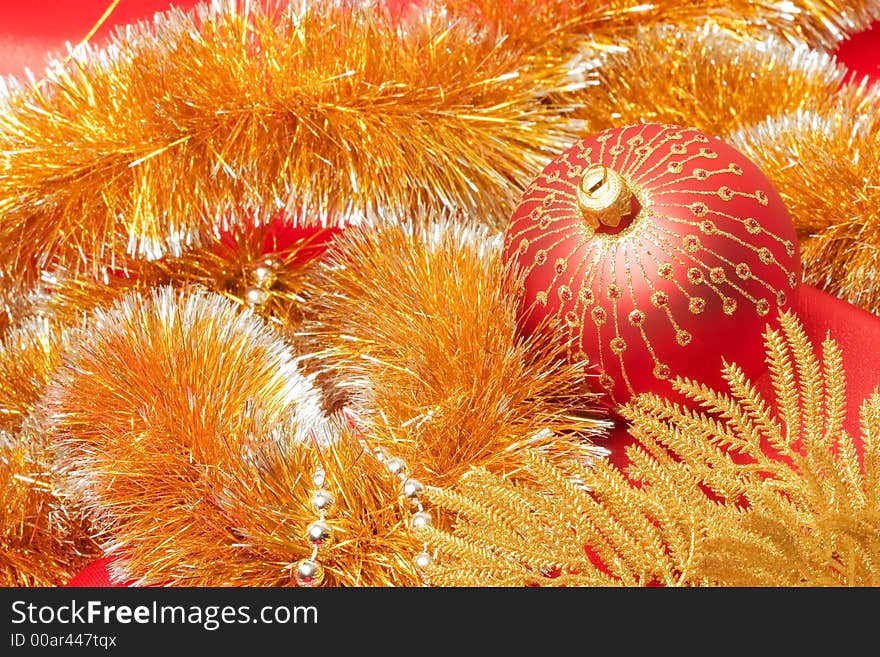 Close up of Red and gold christmas decoration