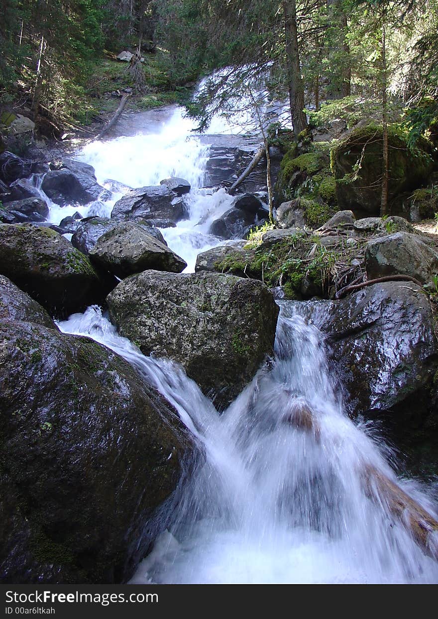 Small waterfall near Skakavica hut, Rila Mountain