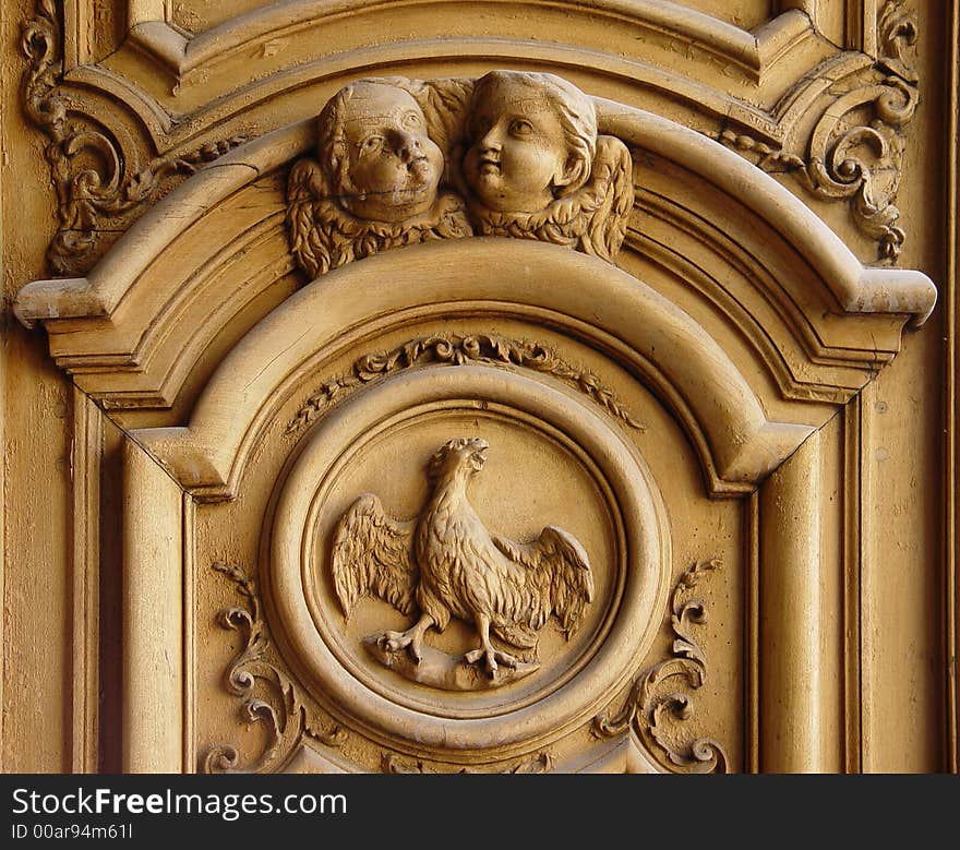 Ornate renaissance gate panel on a Church in the Provence, France. Ornate renaissance gate panel on a Church in the Provence, France