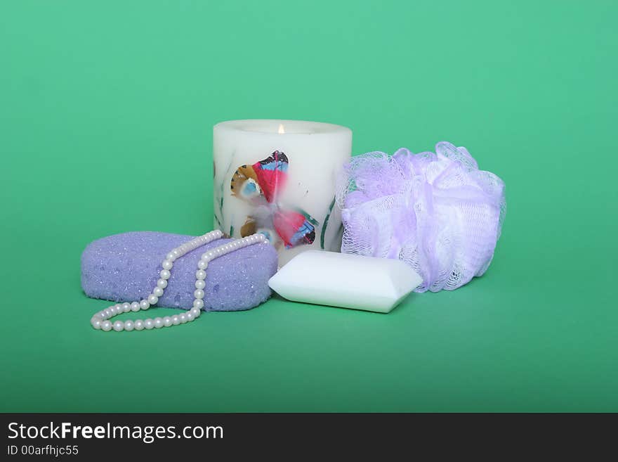 Personal care items on green chroma key background