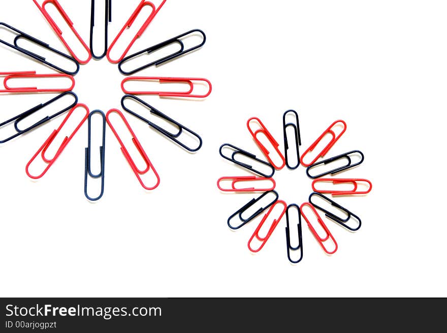 Pop Art Paper Clip Flower In Red And Blue On A White Background