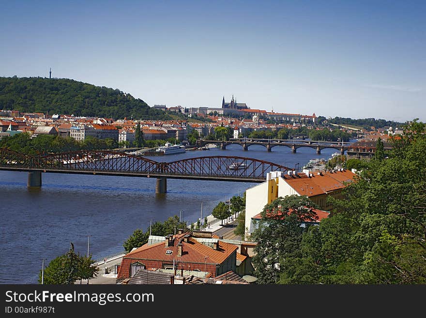 Prague in Czech Republic. view from Vysehrady for Vlrava river and city. Prague in Czech Republic. view from Vysehrady for Vlrava river and city.