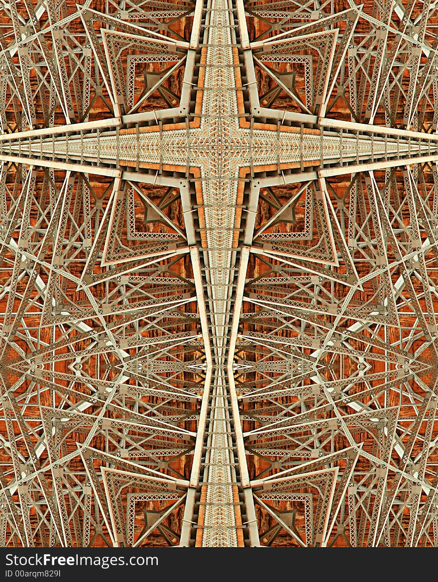 Kaleidoscope cross from photo of Navajo Bridge spanning Colorado River, northern Arizona. Kaleidoscope cross from photo of Navajo Bridge spanning Colorado River, northern Arizona