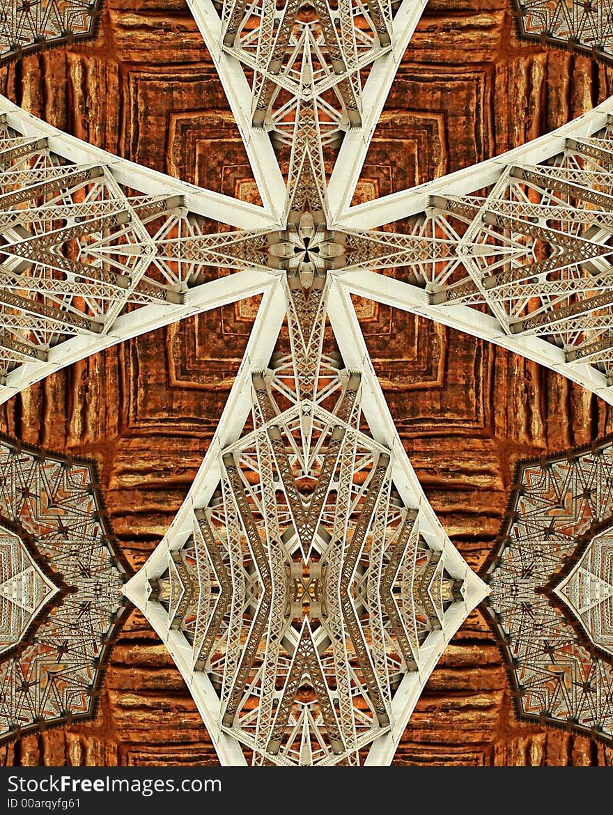 Kaleidoscope cross from photo of Navajo Bridge spanning Colorado River, northern Arizona. Kaleidoscope cross from photo of Navajo Bridge spanning Colorado River, northern Arizona