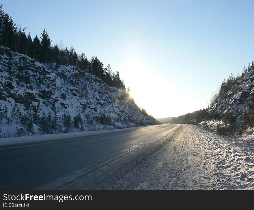 Road and sun