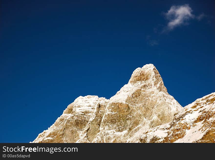 The winter south face of the Matterhorn, west Alps, Italy.