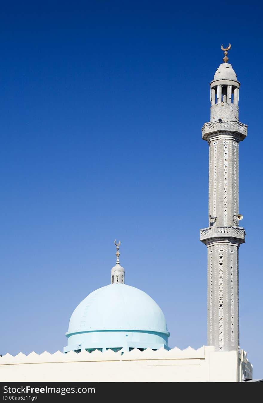 Mosque with one minaret in Hurgada, Egypt. as a symbol of arabic world.